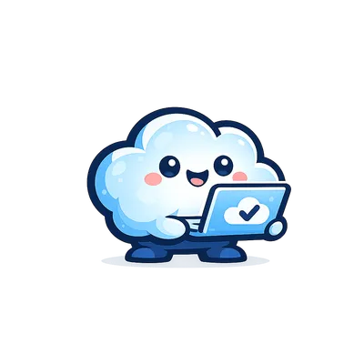 kumolo mascot — a friendly cloud character holding a laptop